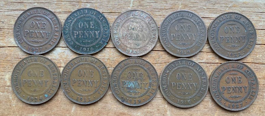 10 earlier period Australia penny coins
